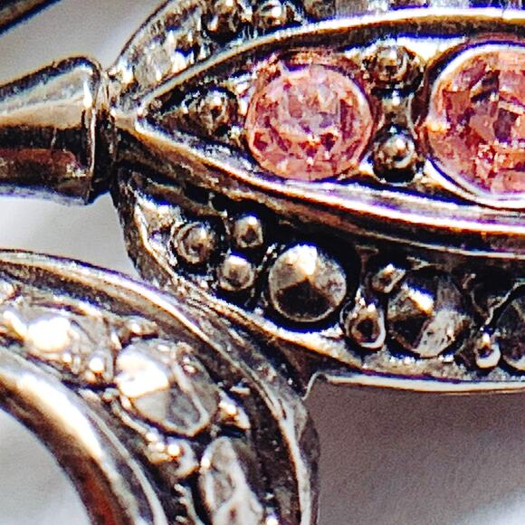 VTG Signed Avon Tulip Brooch Earrings Set Pink Rhinestone Silver Tone Marcasite - Picture 13 of 13